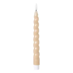 Xenos Led Kaarsen-LED dinerkaars twist - beige - ø2.5x24.5 cm