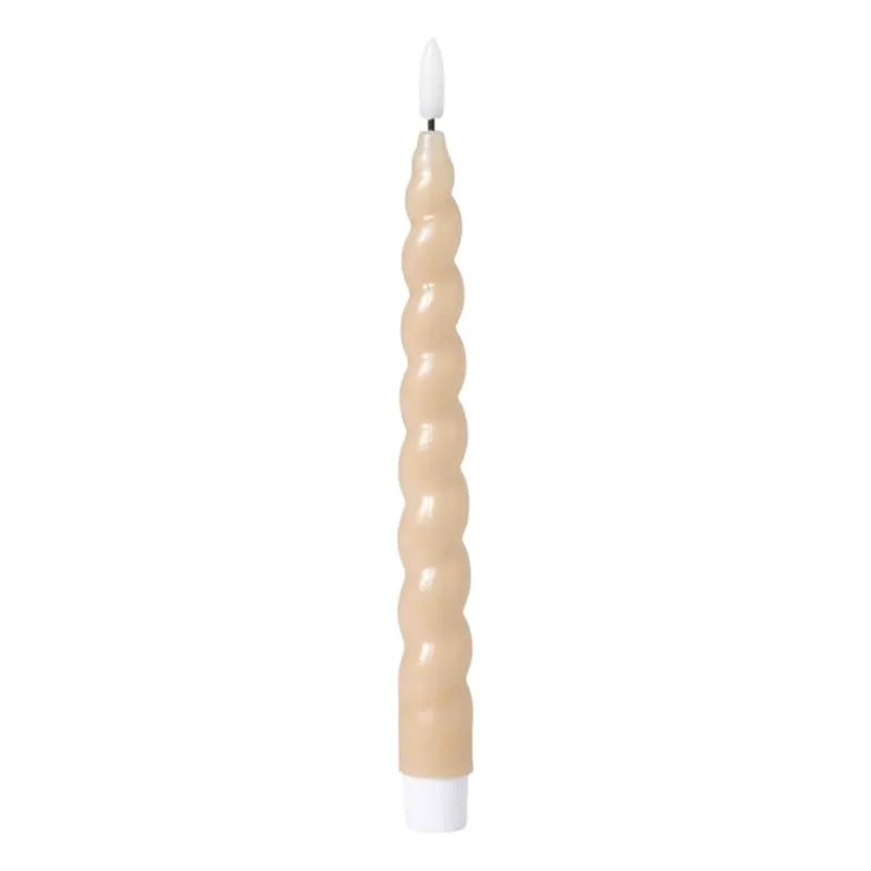 Xenos Led Kaarsen-LED dinerkaars twist - beige - ø2.5x24.5 cm