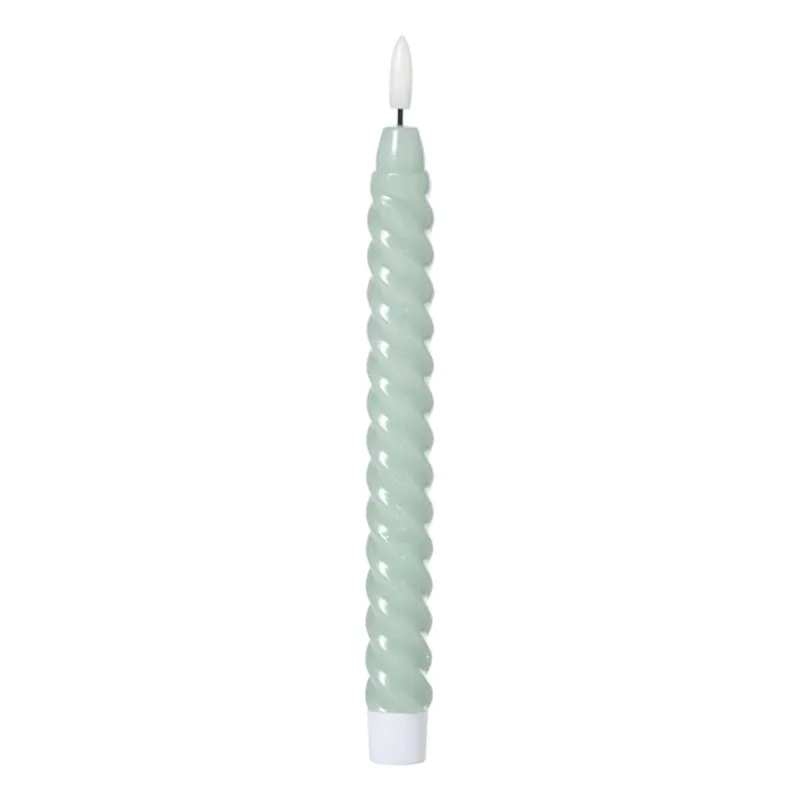 Xenos Led Kaarsen-LED dinerkaars twist smal - groen - ø2.5x24.5 cm