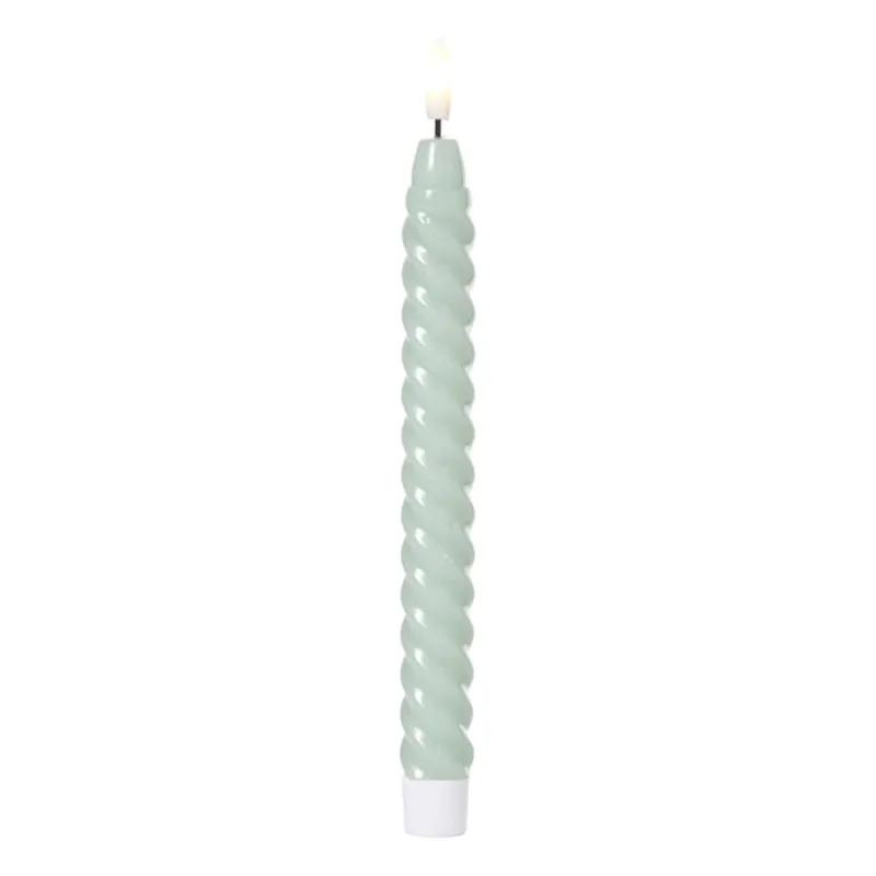Xenos Led Kaarsen-LED dinerkaars twist smal - groen - ø2.5x24.5 cm