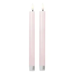 Xenos Led Kaarsen-LED dinerkaarsen - roze - set van 2 - ø2.2x24.5 cm