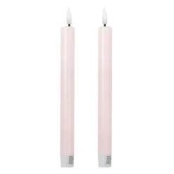 Xenos Led Kaarsen-LED dinerkaarsen - roze - set van 2 - ø2.2x24.5 cm