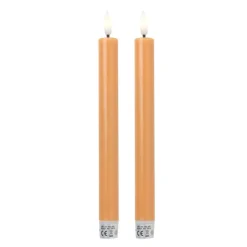 Xenos Led Kaarsen-LED dinerkaarsen - taupe - set van 2 - ø2.2x24.5 cm