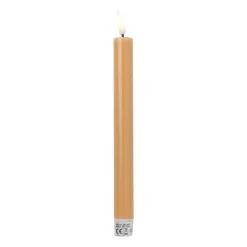 Xenos Led Kaarsen-LED dinerkaarsen - taupe - set van 2 - ø2.2x24.5 cm