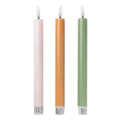 Xenos Led Kaarsen-LED dinerkaarsen - taupe - set van 2 - ø2.2x24.5 cm