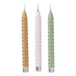 Xenos Led Kaarsen-LED dinerkaarsen twist - roze - set van 2 - ø2.2x24.5 cm