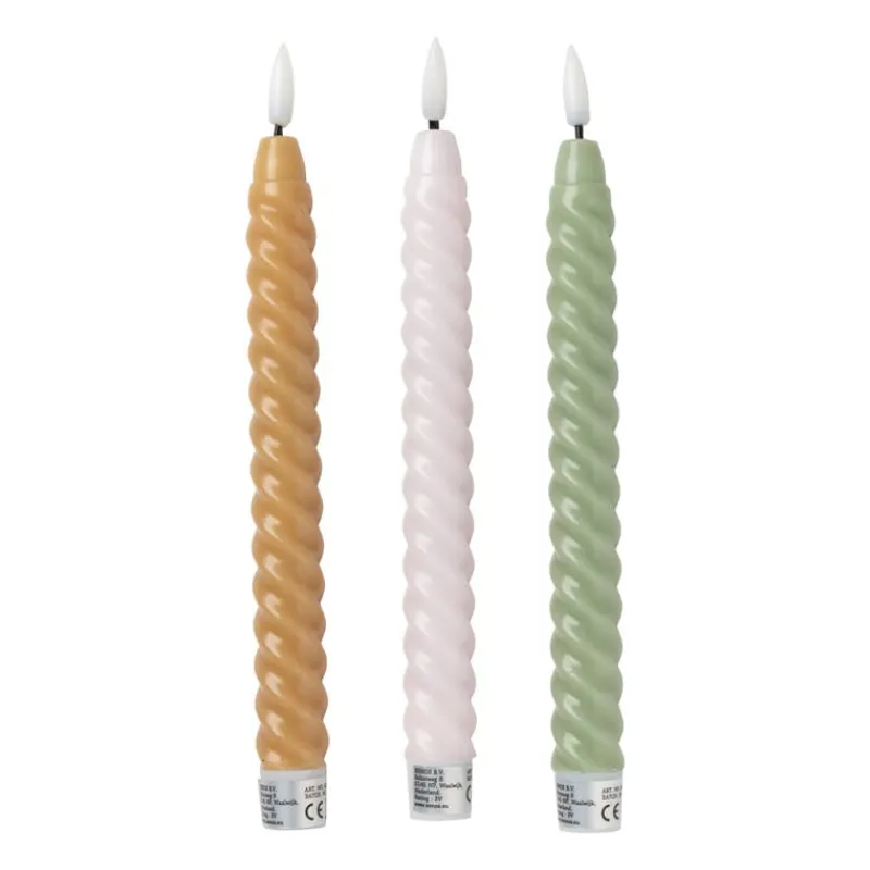 Xenos Led Kaarsen-LED dinerkaarsen twist - roze - set van 2 - ø2.2x24.5 cm