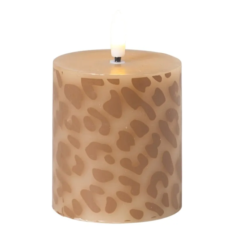 Xenos Led Kaarsen-LED kaars animal klein - bruin/zwart - ø7x8 cm