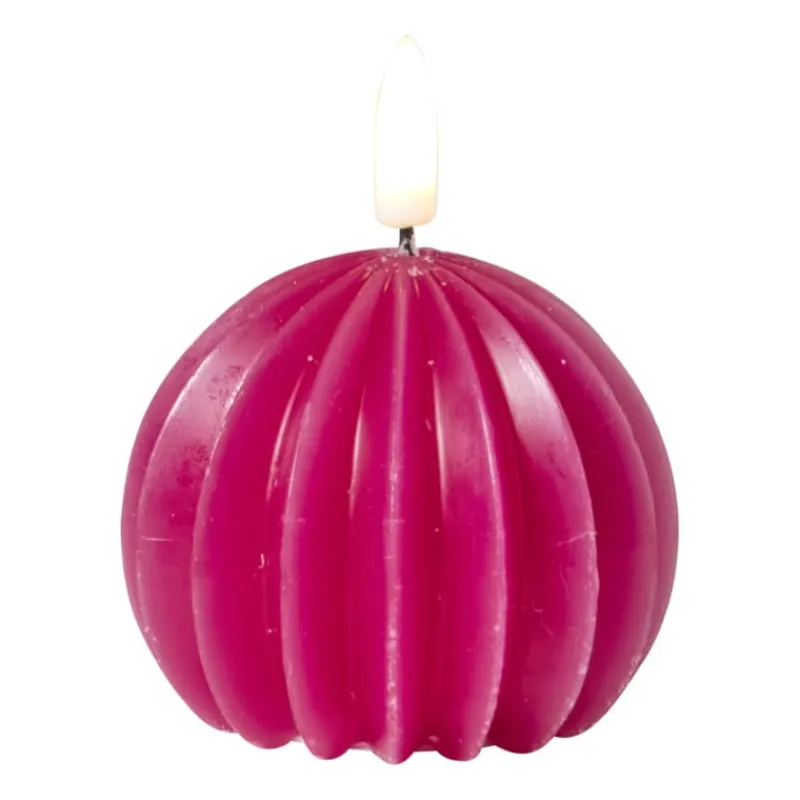 Xenos Led Kaarsen-LED kaars bol - roze - ø7.5x6 cm