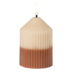 Xenos Led Kaarsen-LED kaars duo - beige/bruin - ø7x10 cm