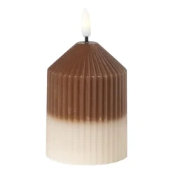 Xenos Led Kaarsen-LED kaars duo - beige/lichtbruin - ø7x10 cm