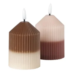 Xenos Led Kaarsen-LED kaars duo - roze/lichtroze - ø7x10 cm