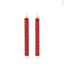 Xenos Led Kaarsen-LED kaars hartjes - roze/rood - ø2.2x24 cm