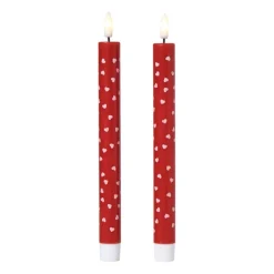 Xenos Led Kaarsen-LED kaars hartjes - roze/rood - ø2.2x24 cm