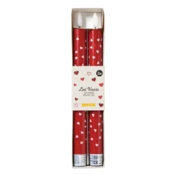 Xenos Led Kaarsen-LED kaars hartjes - roze/rood - ø2.2x24 cm