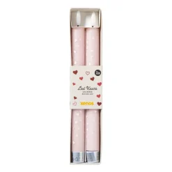 Xenos Led Kaarsen-LED kaars hartjes - roze/rood - ø2.2x24 cm