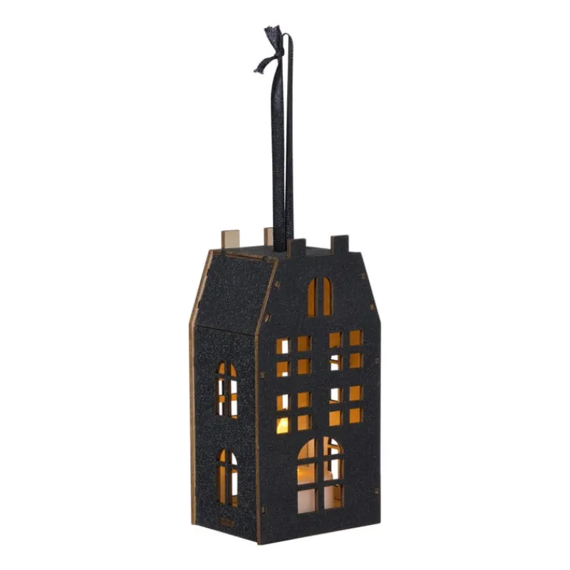 Xenos Kerstverlichting|Kersthuisjes-LED kersthuisje - zwart - 11.3x5.8x4.3 cm