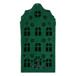 Xenos Kersthuisjes-LED kersthuisje vilt - groen - 11.3x5.8x4.3 cm
