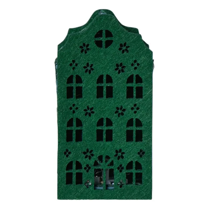 Xenos Kersthuisjes-LED kersthuisje vilt - groen - 11.3x5.8x4.3 cm