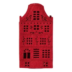 Xenos Kersthuisjes-LED kersthuisje vilt - rood - 11.3x5.8x4.3 cm