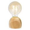 Xenos Led Lampen|Tafellampen-LED lamp houten voet - hout/glas - ø8x13.5 cm