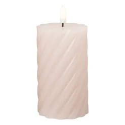 Xenos Led Kaarsen-LED stompkaars groot twist - roze - ø7x12 cm