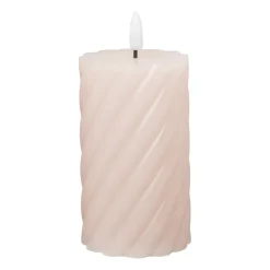 Xenos Led Kaarsen-LED stompkaars groot twist - roze - ø7x12 cm