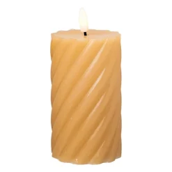 Xenos Led Kaarsen-LED stompkaars groot twist - taupe - ø7x12 cm