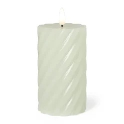 Xenos Led Kaarsen-LED stompkaars groot twist - groen - ø7x12 cm