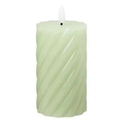 Xenos Led Kaarsen-LED stompkaars groot twist - groen - ø7x12 cm