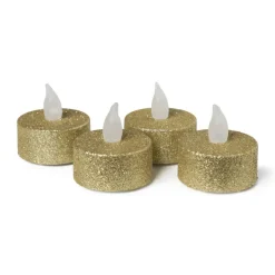 Xenos Led Kaarsen|Waxinelichtjes-LED waxinelichten - goud - set van 4