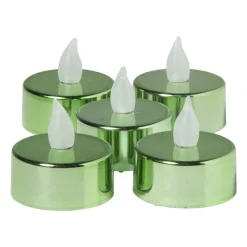 Xenos Led Kaarsen-LED waxinelichten - groen - set van 5