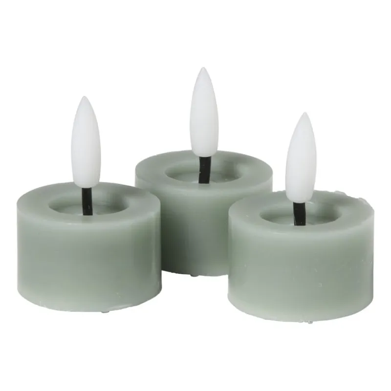 Xenos Led Kaarsen-LED waxinelichten - groen - set van 3
