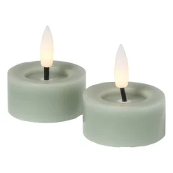 Xenos Led Kaarsen-LED waxinelichten - groen - set van 2