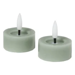 Xenos Led Kaarsen-LED waxinelichten - groen - set van 2
