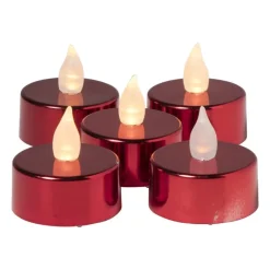 Xenos Led Kaarsen-LED waxinelichten - rood - set van 5