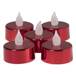 Xenos Led Kaarsen-LED waxinelichten - rood - set van 5
