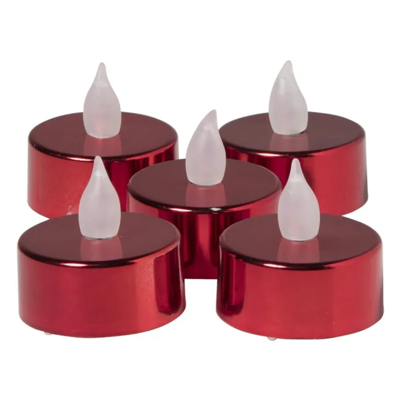 Xenos Led Kaarsen-LED waxinelichten - rood - set van 5