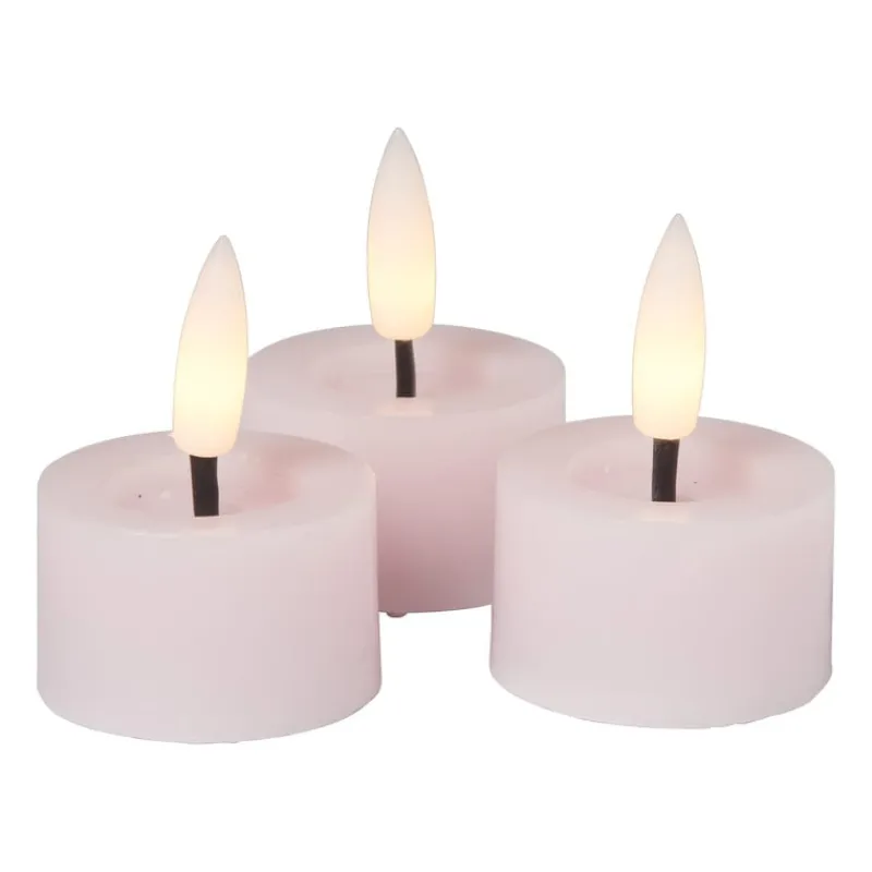 Xenos Led Kaarsen-LED waxinelichten - roze - set van 3