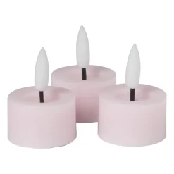 Xenos Led Kaarsen-LED waxinelichten - roze - set van 3