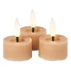 Xenos Led Kaarsen-LED waxinelichten - taupe - set van 3