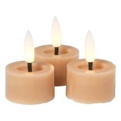Xenos Led Kaarsen-LED waxinelichten - taupe - set van 3