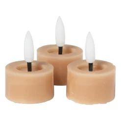 Xenos Led Kaarsen-LED waxinelichten - taupe - set van 3