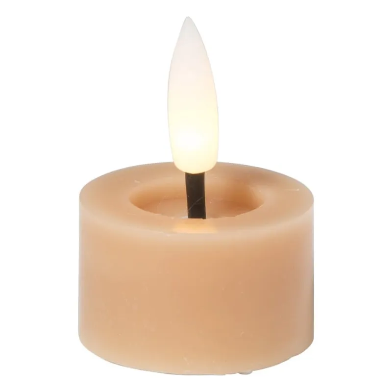 Xenos Led Kaarsen-LED waxinelichten - taupe - set van 3