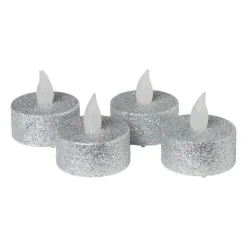 Xenos Led Kaarsen|Waxinelichtjes-LED waxinelichten - zilver - set van 4