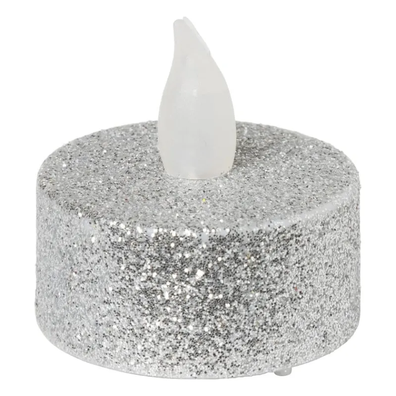 Xenos Led Kaarsen|Waxinelichtjes-LED waxinelichten - zilver - set van 4