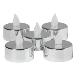 Xenos Led Kaarsen-LED waxinelichten - zilver - set van 5