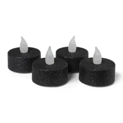 Xenos Led Kaarsen|Waxinelichtjes-LED waxinelichten - zwart - set van 4