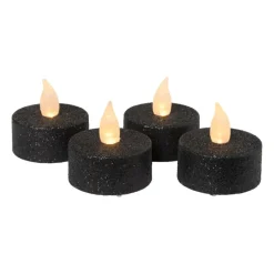 Xenos Led Kaarsen|Waxinelichtjes-LED waxinelichten - zwart - set van 4