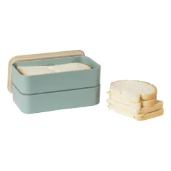 Xenos Broodtrommels-Lunchbox dubbel - groen - 9.5x18.5x10.5 cm